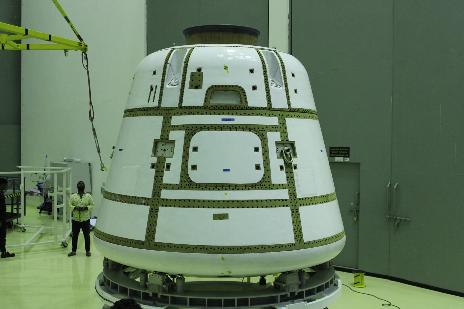 The Gaganyaan crew module in an ISRO facility