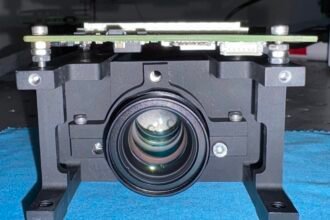 SpectraGaze 3U HySI hyperspectral imaging camera assembly — lens and housing