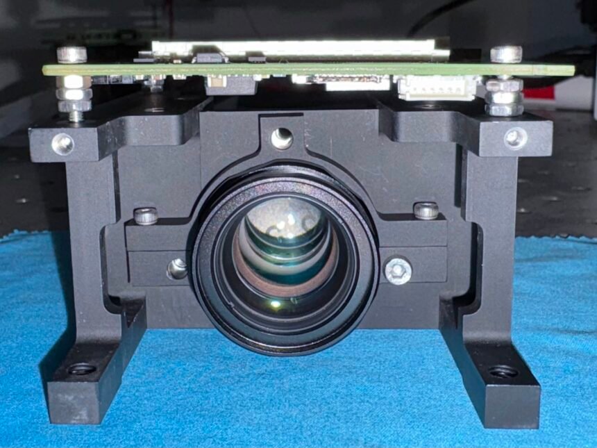 SpectraGaze 3U HySI hyperspectral imaging camera assembly — lens and housing