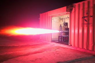 Abyom BSE rocket engine hot-fire test at the containerised test stand