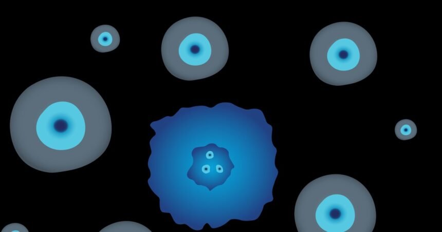 Actorius's illustration of a circulating tumor cell among blood cells