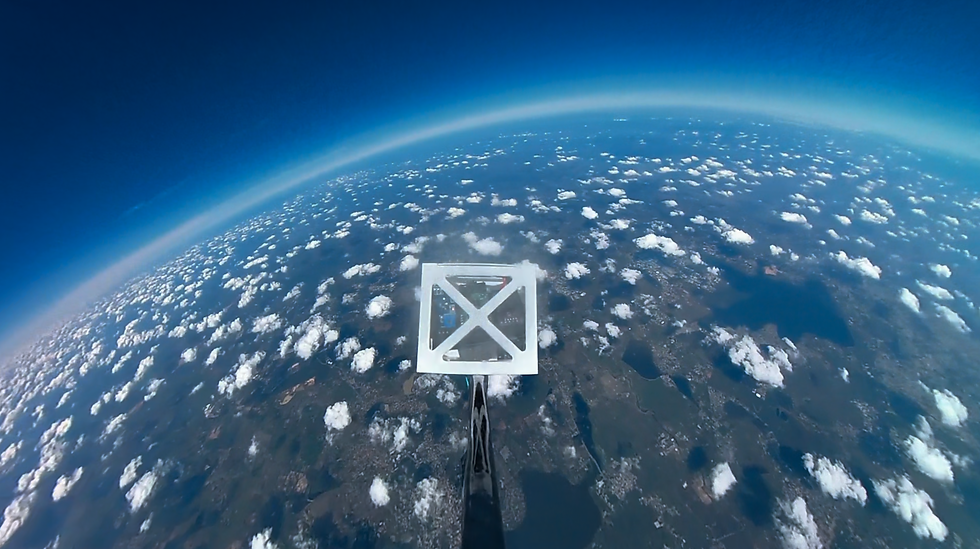 Aerolaunch India payload frame high above the clouds