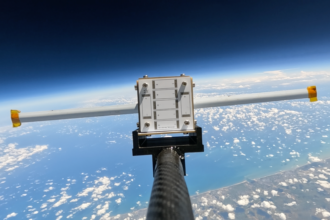 Aerolaunch India payload above the clouds, with Earth's curvature in view