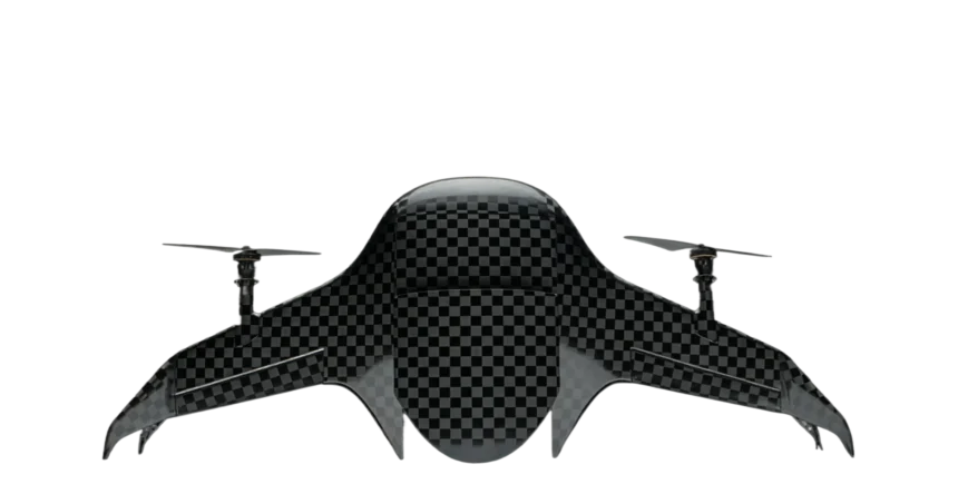 Airbound TRT blended-wing-body tailsitter drone, studio product shot