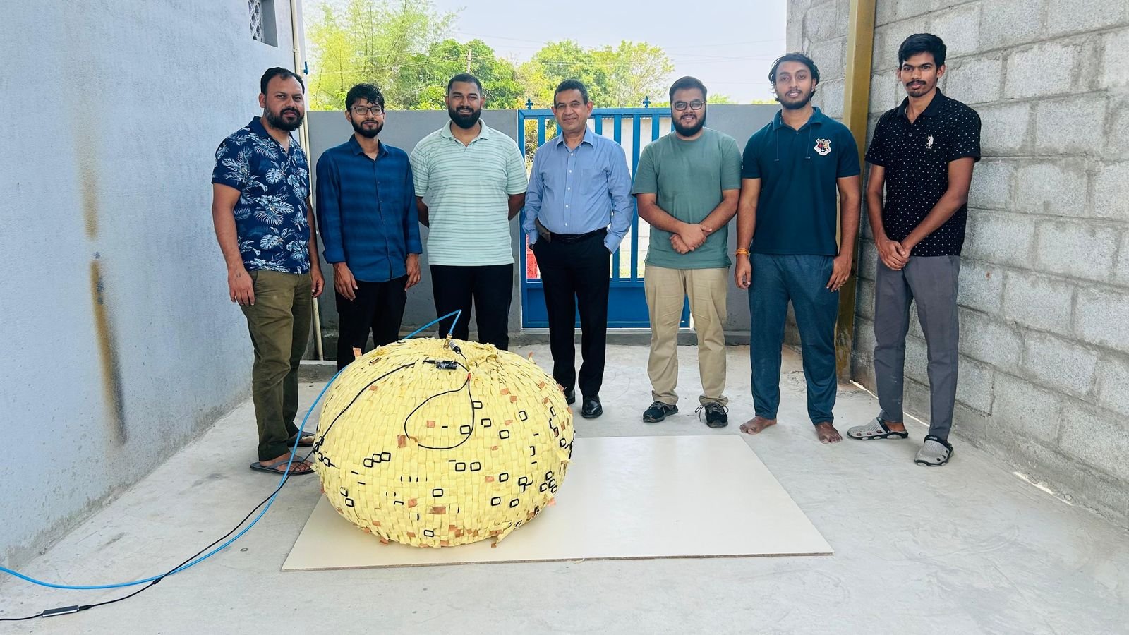 Akashlabdhi spherical inflatable habitat prototype with the engineering team