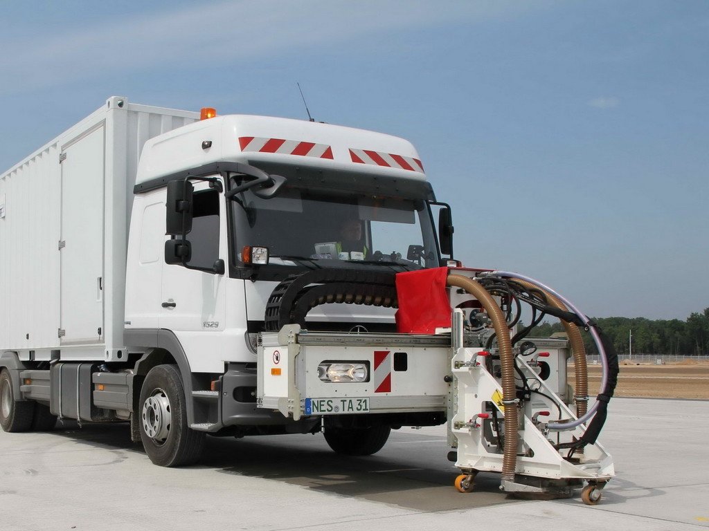 Anlon runway rubber removal machine at work on the airfield