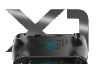 ARC X1 gaming handheld, front and back views