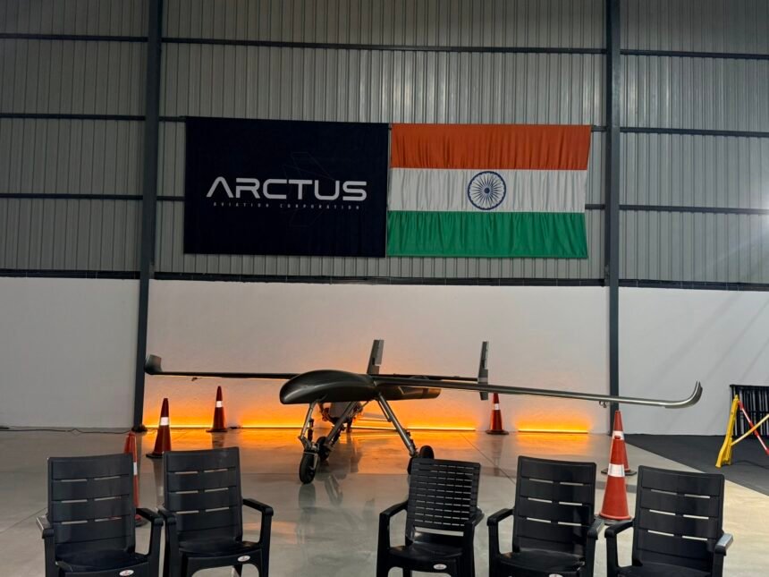 Arctus Aerospace AX1 high-altitude unmanned aircraft in the company hangar in Bengaluru
