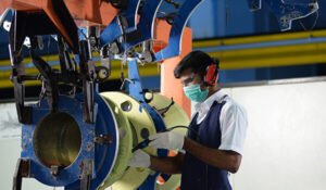 LMW Advanced Technology Centre technician assembling an aerospace structure
