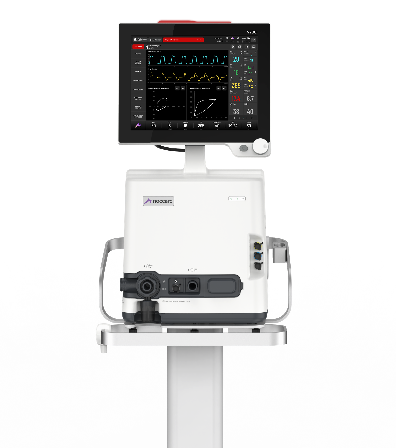Alt text: Noccarc V730i ICU ventilator full product render