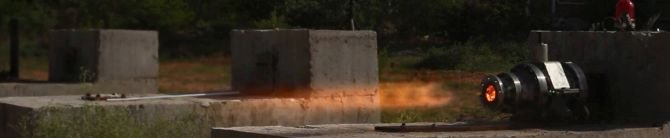Alt text: SpaceFields solid rocket motor hot-fire test
