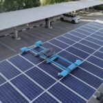 Solavio Eco Bot autonomous cleaning robot on ground-mount solar panels