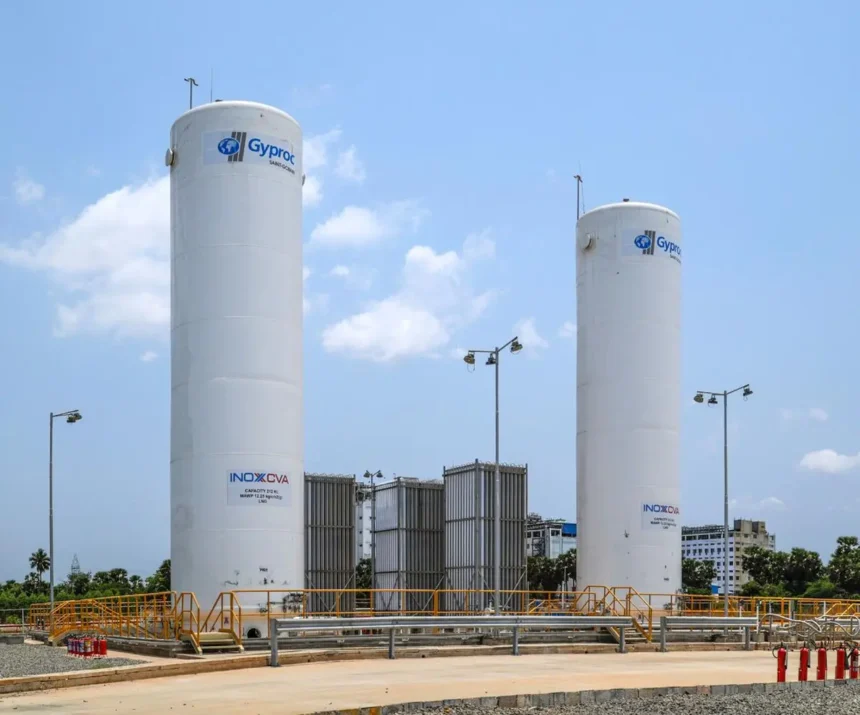 Vacuum-jacketed cryoline pipe spools at INOX India's Vadodara facility built for ITER