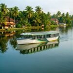 Navalt Barracuda solar-electric boat underway on Kerala backwaters