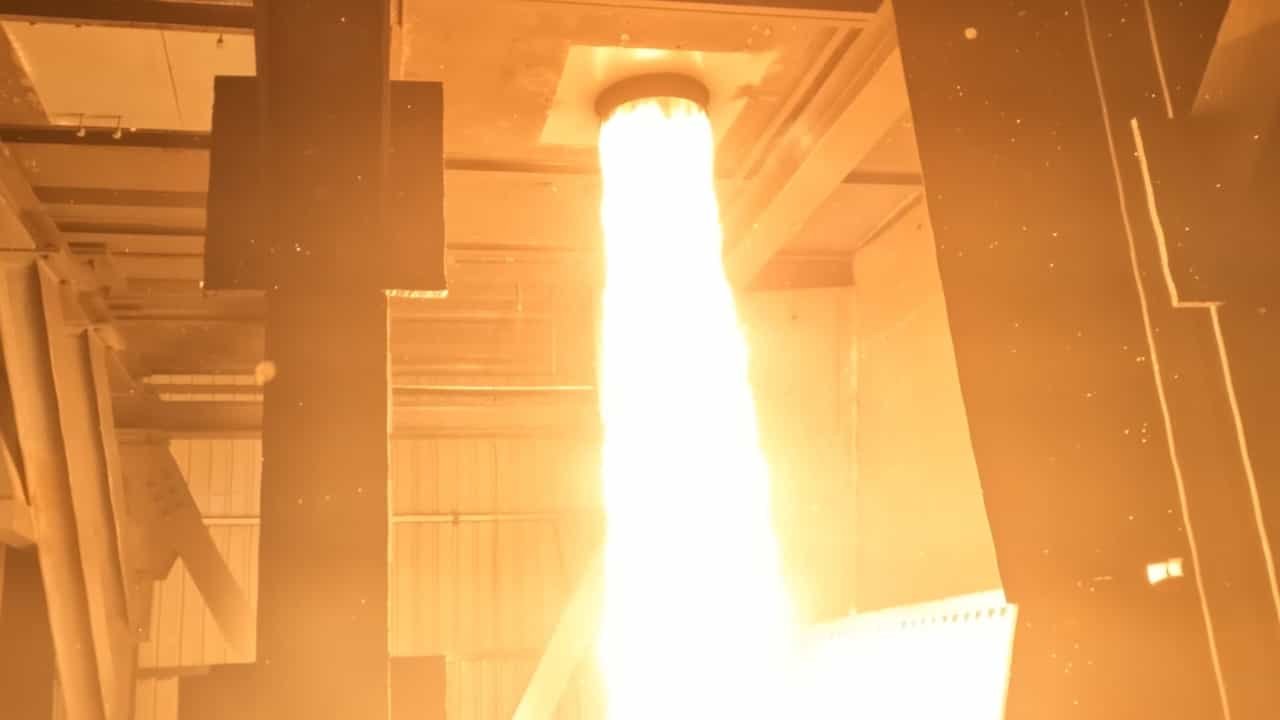 Alt text: Agnite 3D-printed Inconel thrust chamber close-up