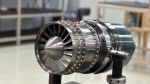 Dheya DET-500 micro-turbojet engine on test stand
