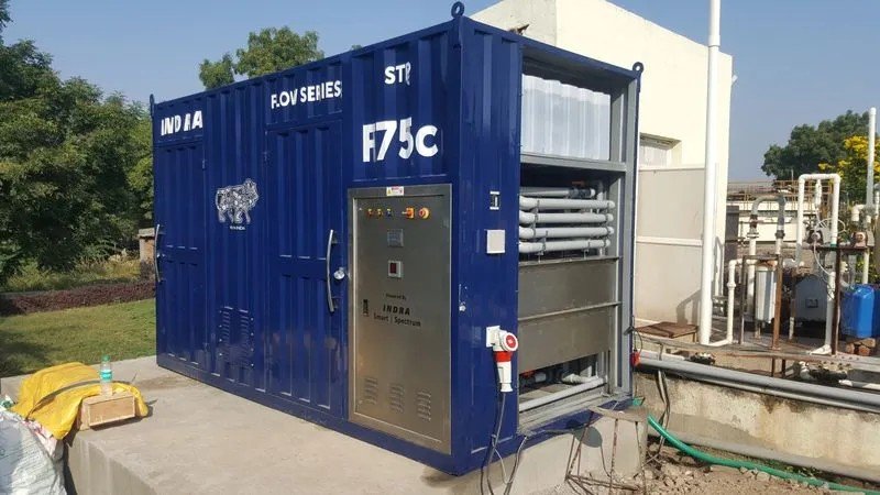 Alt text: ElectroX modular wastewater treatment skid reactor unit