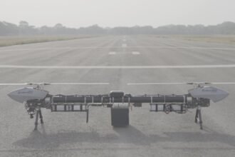 EndureAir SABAL-20 tandem-rotor logistics drone in flight