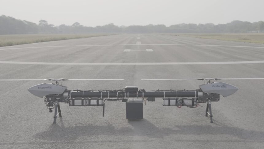 EndureAir SABAL-20 tandem-rotor logistics drone in flight