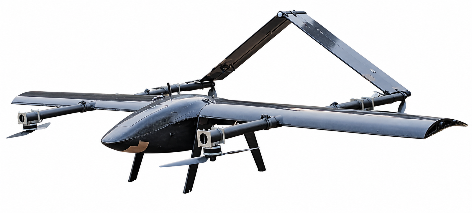 A Bajrang UAV fixed-wing VTOL surveillance drone