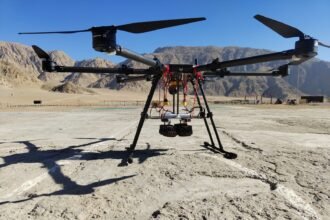 Bajrang UAV PX4P2300 heavy-lift cargo drone at Shinkula Top, Ladakh (~16,400 ft)