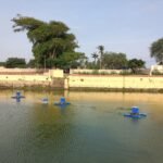 Bariflo's floating aeration units deployed on a pond.