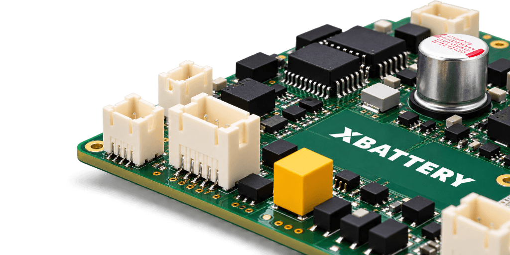 Close-up of the Xbattery BharatBMS printed circuit board