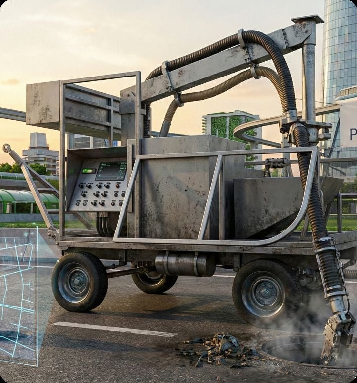 A Project SHUDH machine at work at a manhole