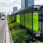 Carbelim microalgae photobioreactor installation on a city street