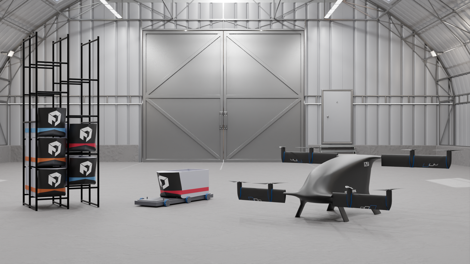 LogiXair's quick-swap cargo containers with autonomous ground-handling robot