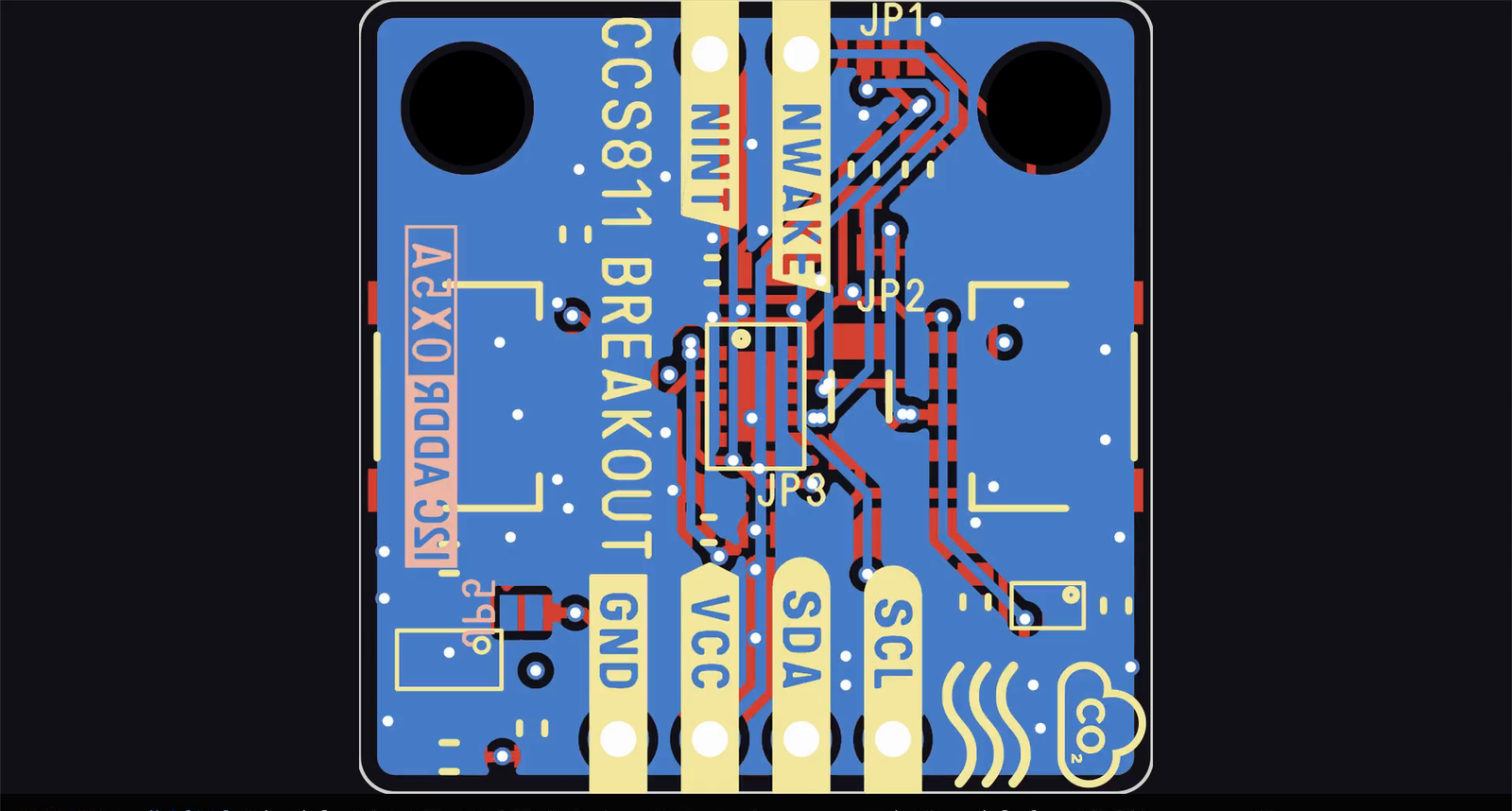 A blue circuit board layout created with CopperPilot