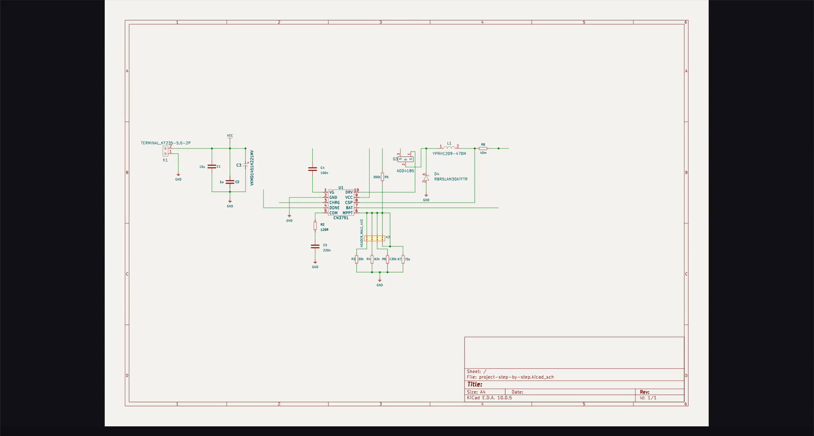 A schematic drawn by CopperPilot in KiCad