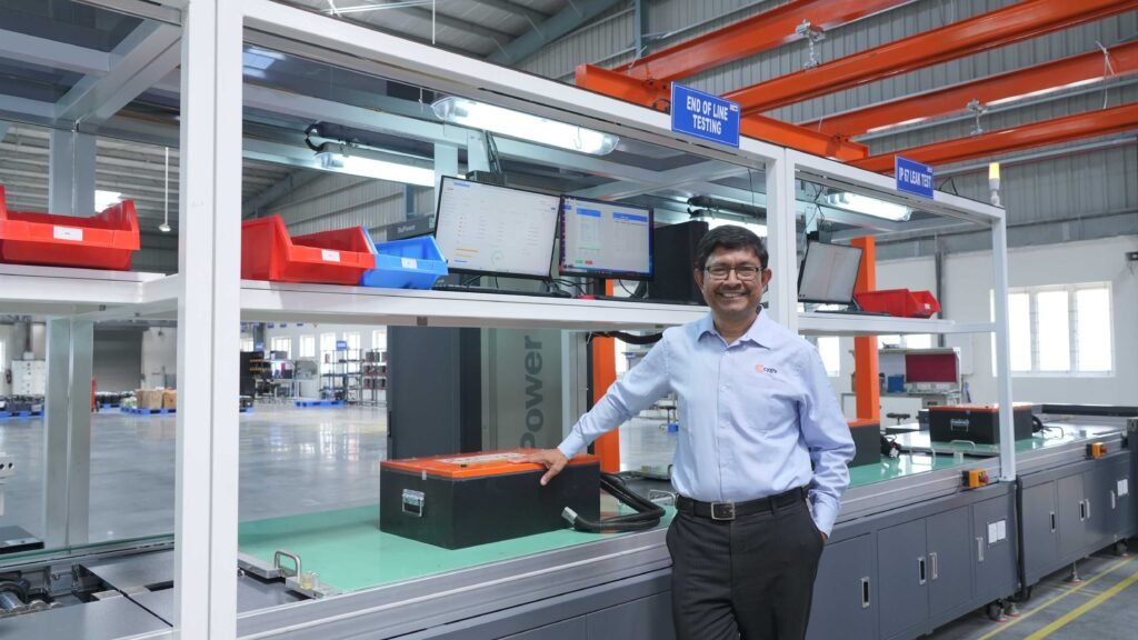 Battery packs on Cygni Energy's automated assembly line during end-of-line testing