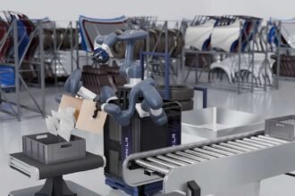 CynLr's CyRo robot decanting parts on a factory line