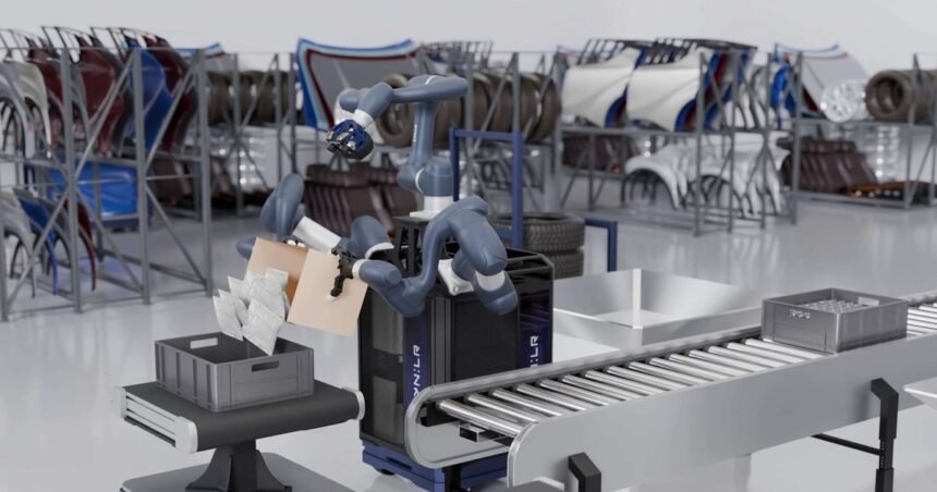 CynLr's CyRo robot decanting parts on a factory line