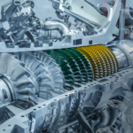Azad Engineering gas turbine cutaway showing precision-machined turbine stages