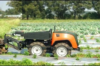 FarmRobo's iMog autonomous farm robot at work in the field