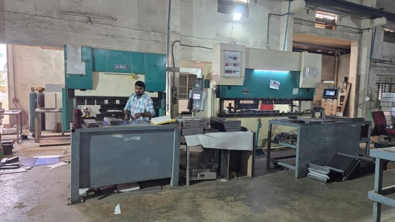 Press brakes and sheet-metal parts at a Frigate partner facility