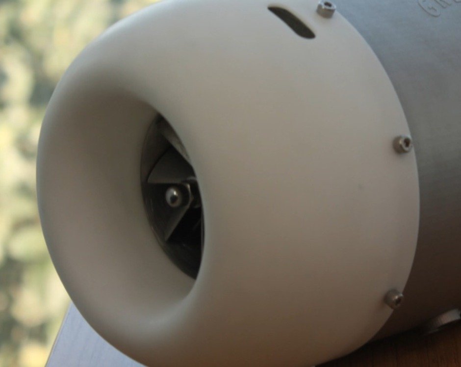 Close-up of the intake of Green Aero's Blue Dragon engine core