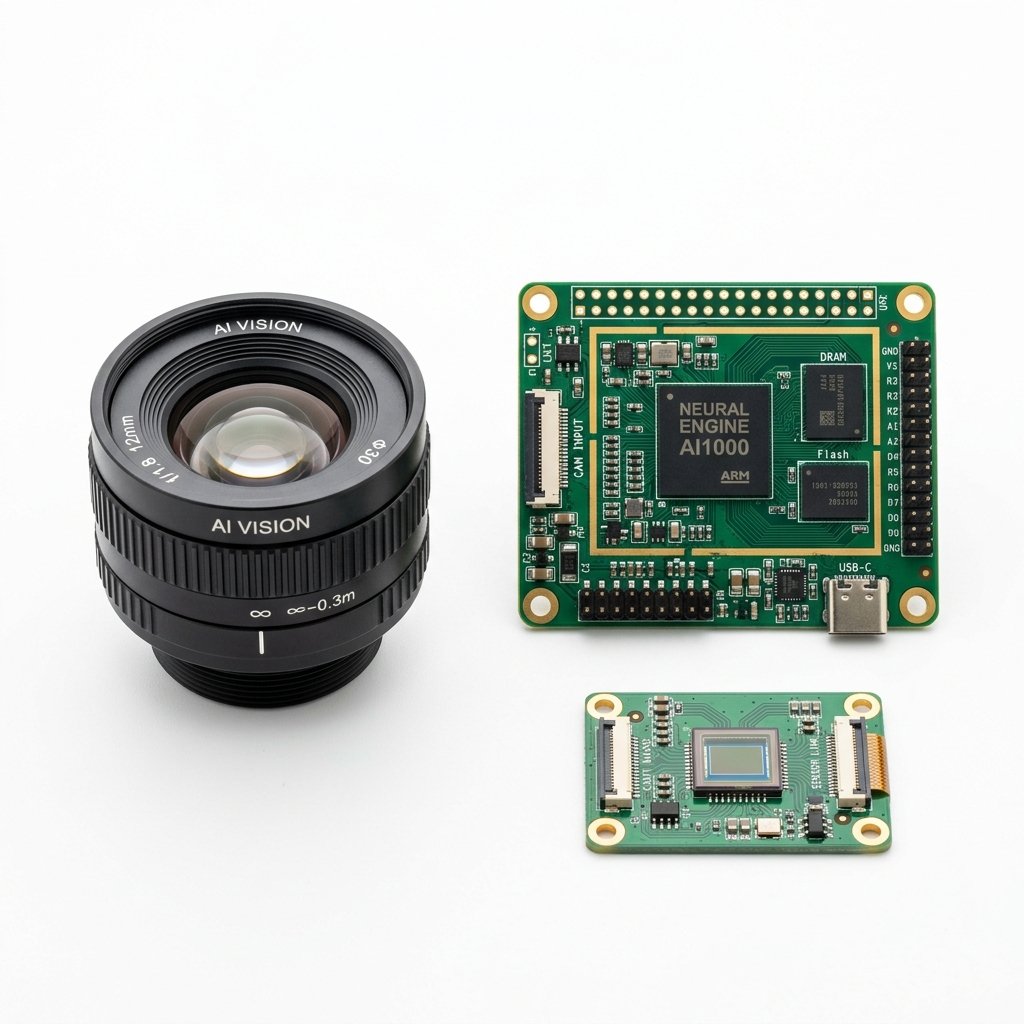EdgeVerse Imedge hardware — AI Vision camera, Neural Engine AI1000 processor board and sensor module