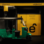 Exponent e^pump 15-minute rapid charging station with electric auto-rickshaw