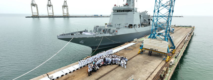 INS Samarthak (A 10) at L&T’s Kattupalli Shipyard — official company photo