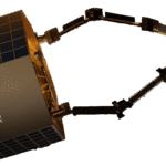 InspeCity VEDA in-space servicing vehicle approaching a satellite