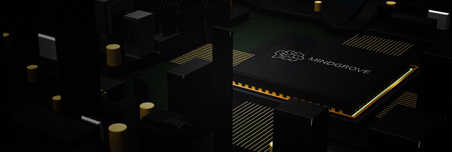 Render of the Mindgrove chip on a circuit board