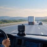 Novus Safe Pro AI dashcam mounted on a truck dashboard