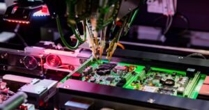 Karkhana automated electronics manufacturing - flying probe testing a printed circuit board