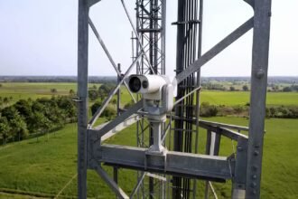 Olee.space's free-space optical communication terminal mounted on a tower