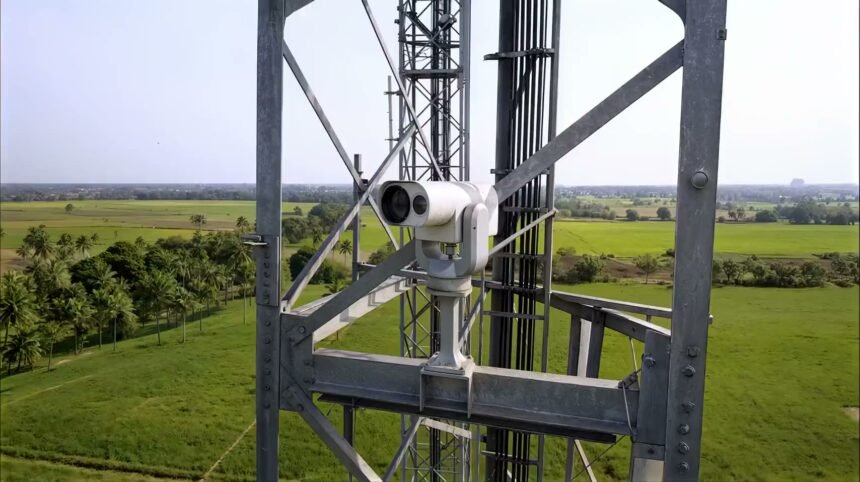 Olee.space's free-space optical communication terminal mounted on a tower