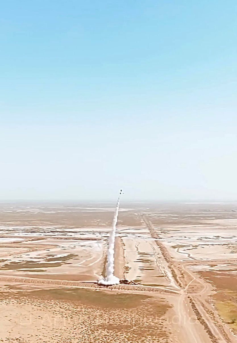 OmSpace sounding rocket lifting off from Bavaliyari near Dholera, Gujarat