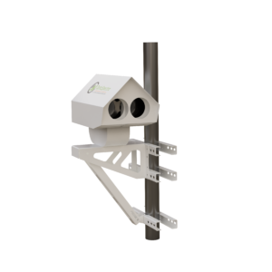 NavTech OpticSpectra 40G free-space optical communication terminal mounted on a pole
